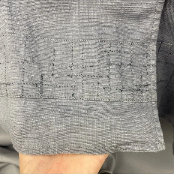 Vintage J.Jill 100% Linen Gray Long Sleeve Button Front Maxi Dress Size Small - Picture 7 of 8